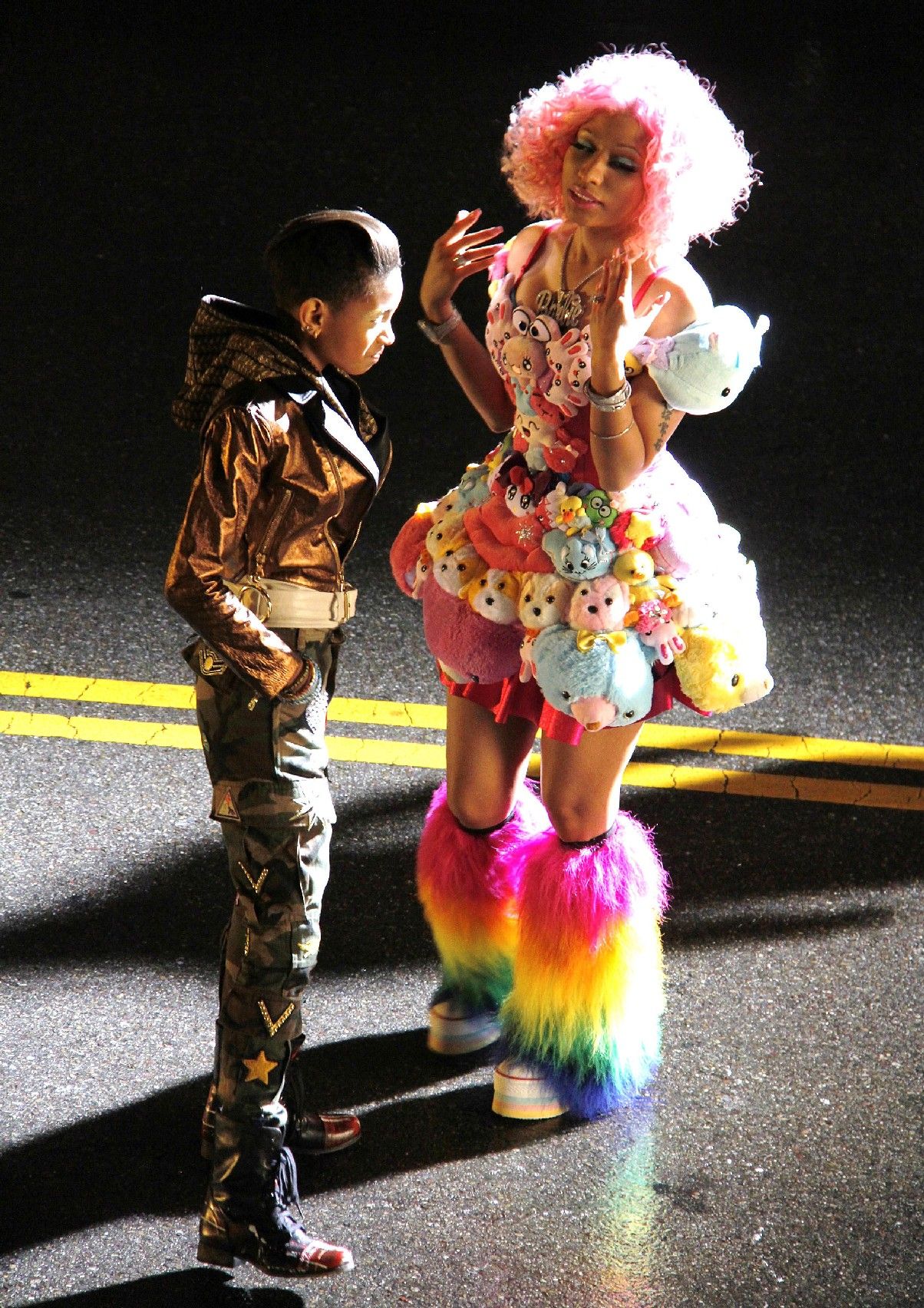 Nicki Minaj and Willow Smith on the set for the music video of 'Fireball' | Picture 117997